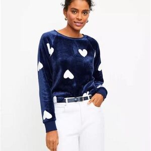 Loft Faux Fur Heart Sweatshirt